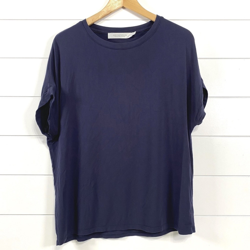 Contemporaine Shirt Womens XS Modal Spandex Short Sleeve Casual Soft Top